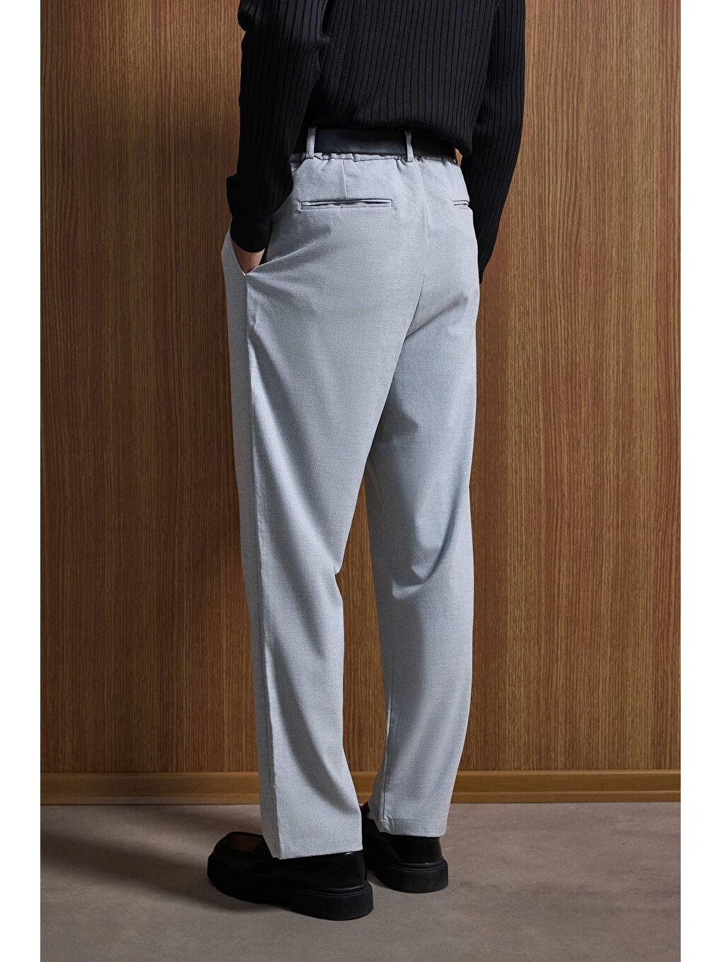 Baggy Fit Kumaş Erkek Pantolon Gri-4