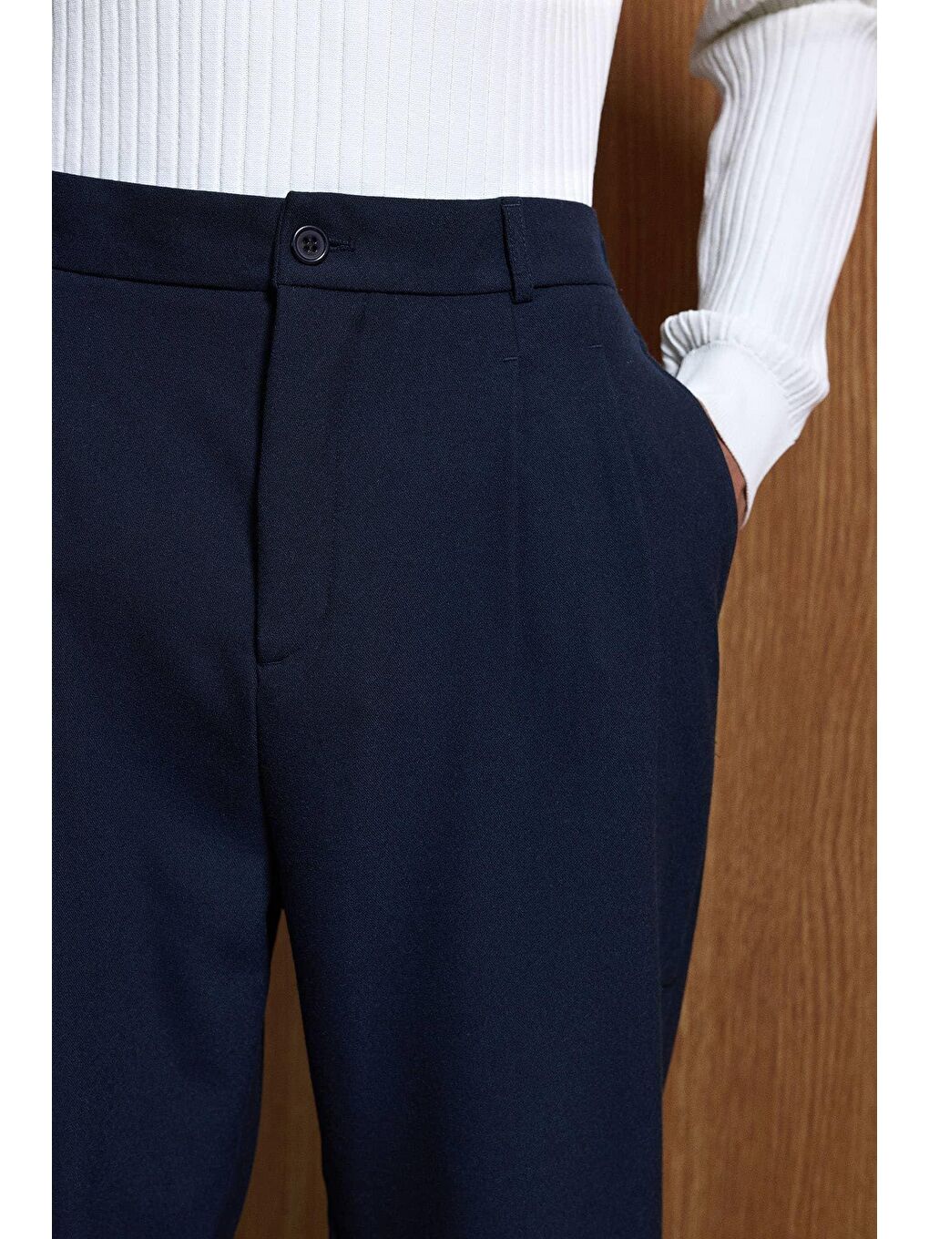 Baggy Fit Kumaş Erkek Pantolon Lacivert-1