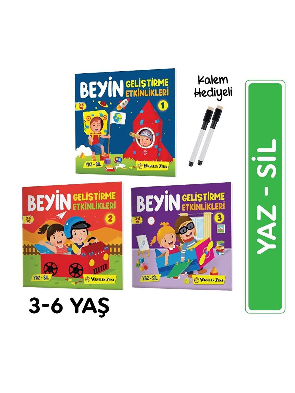 Beyin Geliştirme Etkinlikleri (3-6 Yaş) Yaz-Sil Kitaplar