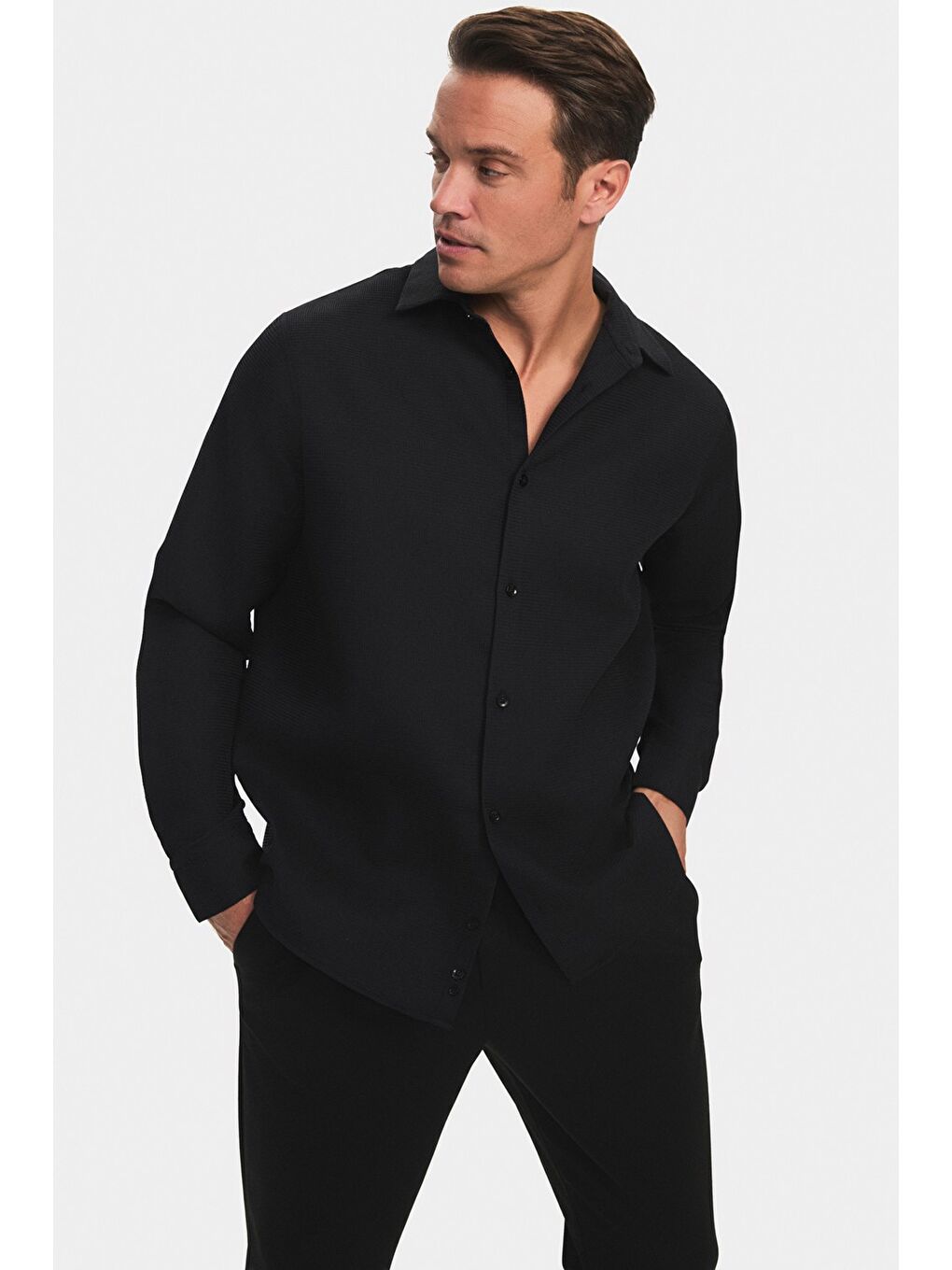 Siyah Exclusıve Erkek Rahat Kalıp Gömlek-1
