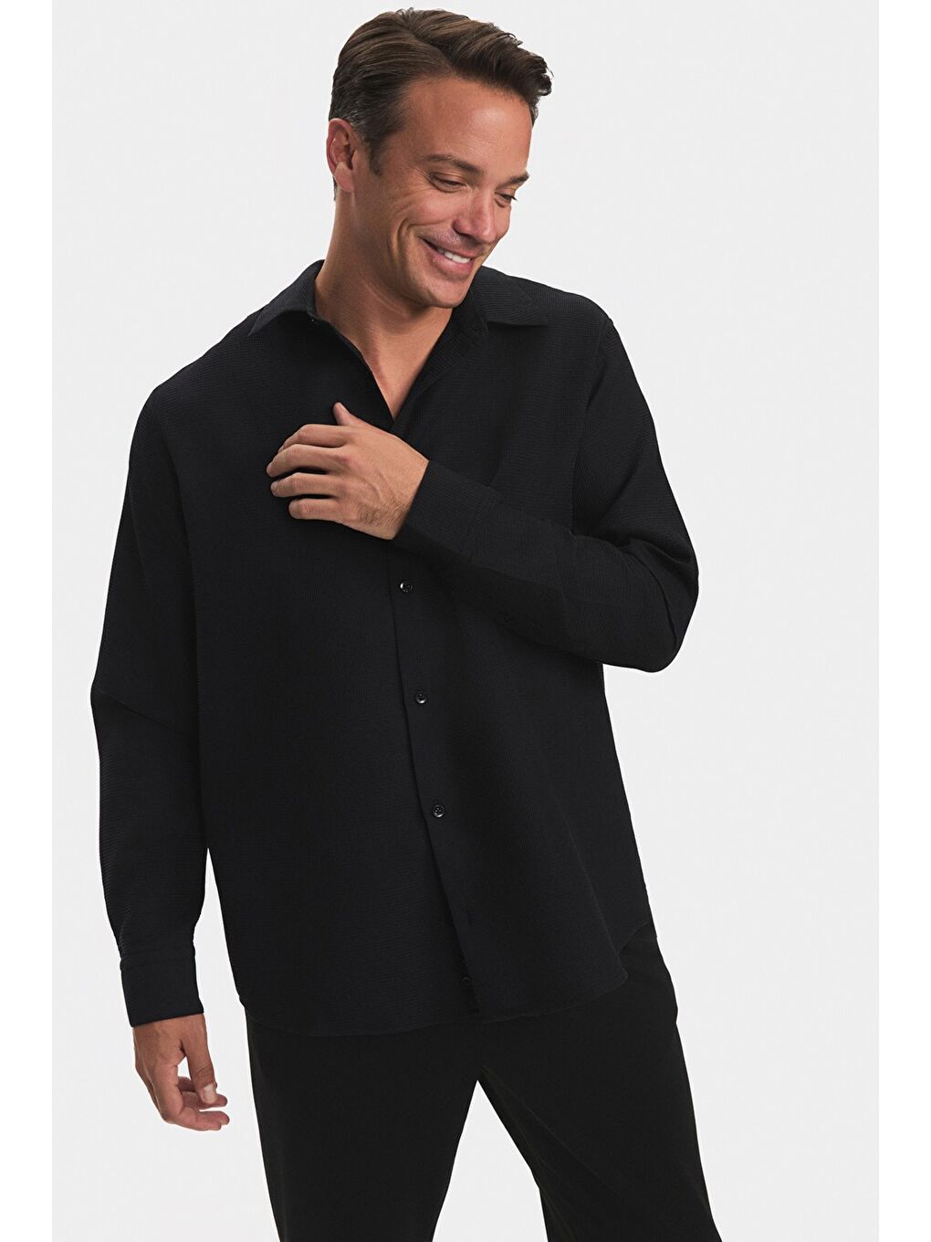 Siyah Exclusıve Erkek Rahat Kalıp Gömlek-3