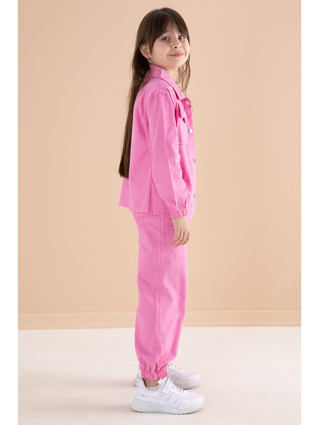 Pembe Nakış Detaylı Gömlekli Pantolonlu Kız Çocuk 3lü Takım 20157-1