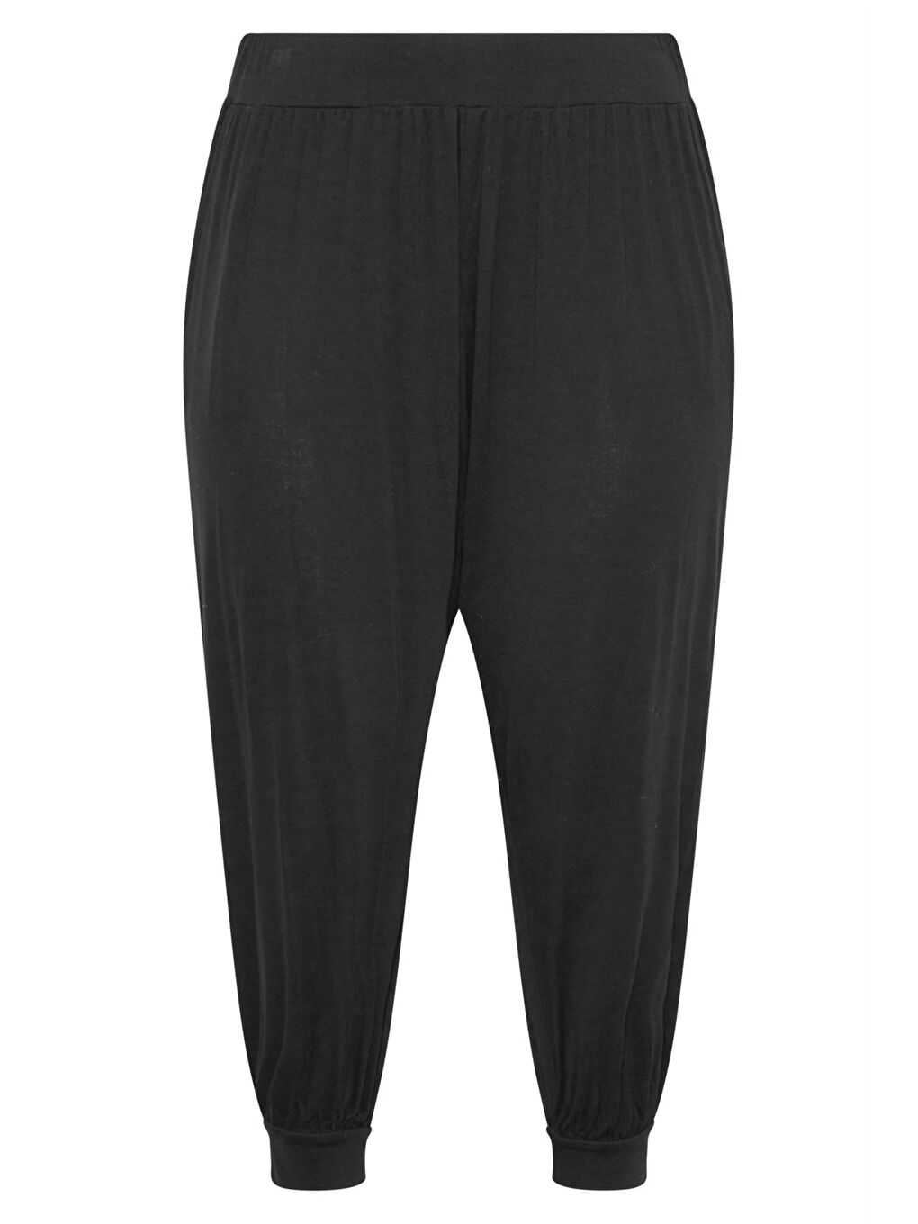 Siyah Büyük Beden Paçası ve Beli Lastik Detaylı Cepli Jogger Pantolon 144458-4