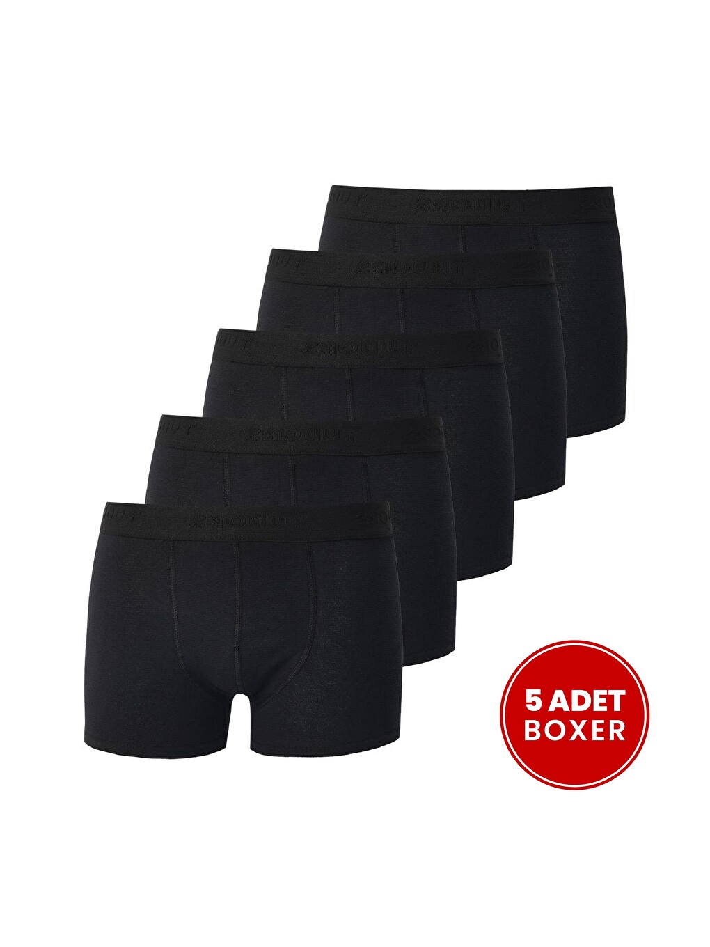 Erkek 5'Li Pamuklu Elastanlı Esnek Kumaş Siyah Boxer