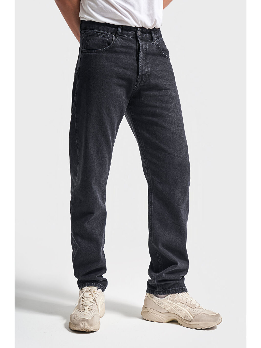 Erkek Siyah Renk Straight Fit %100 Pamuk Denim