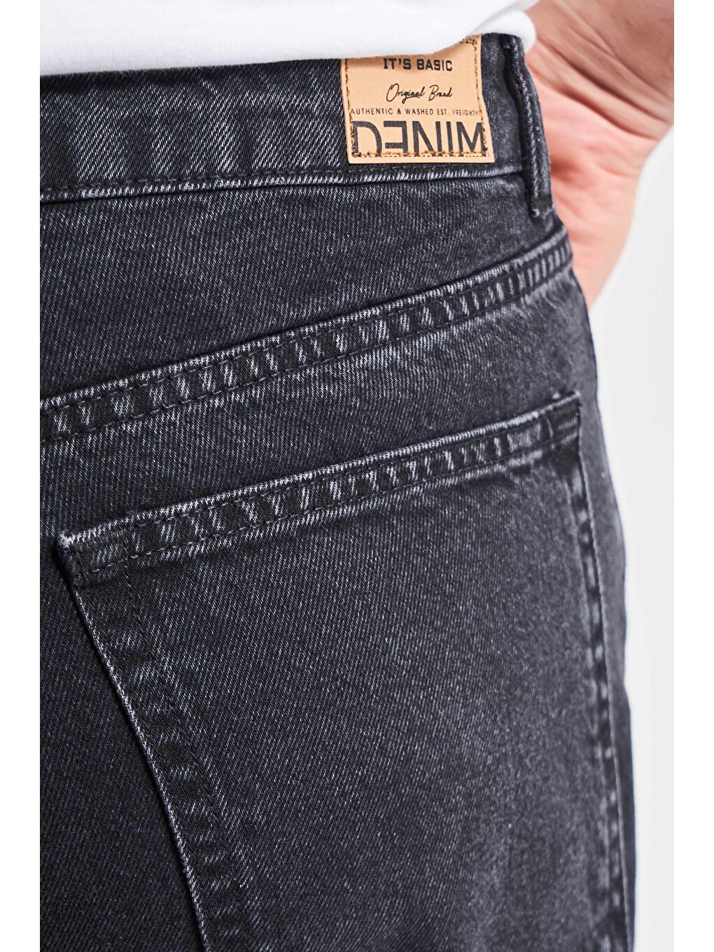 Erkek Siyah Renk Straight Fit %100 Pamuk Denim-2