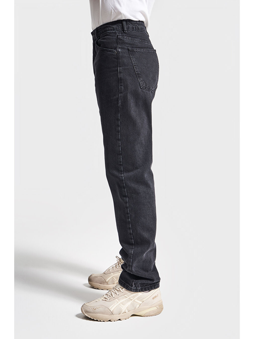 Erkek Siyah Renk Straight Fit %100 Pamuk Denim-5