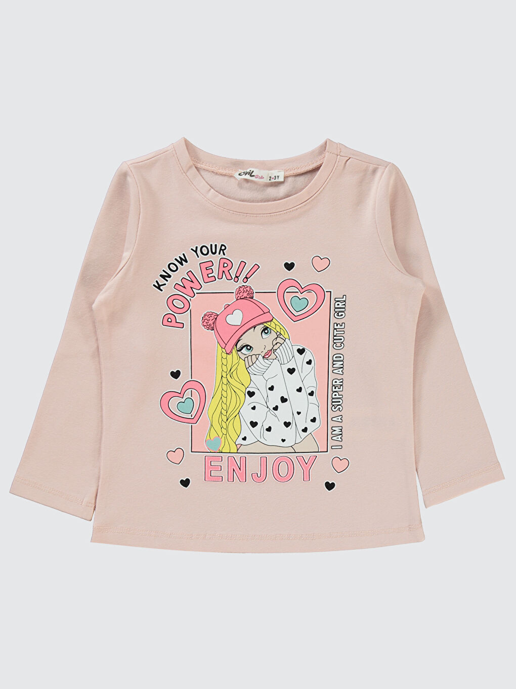 Civil Pembe Girls Kız Çocuk Sweatshirt 2-5 Yaş Açık Pudra