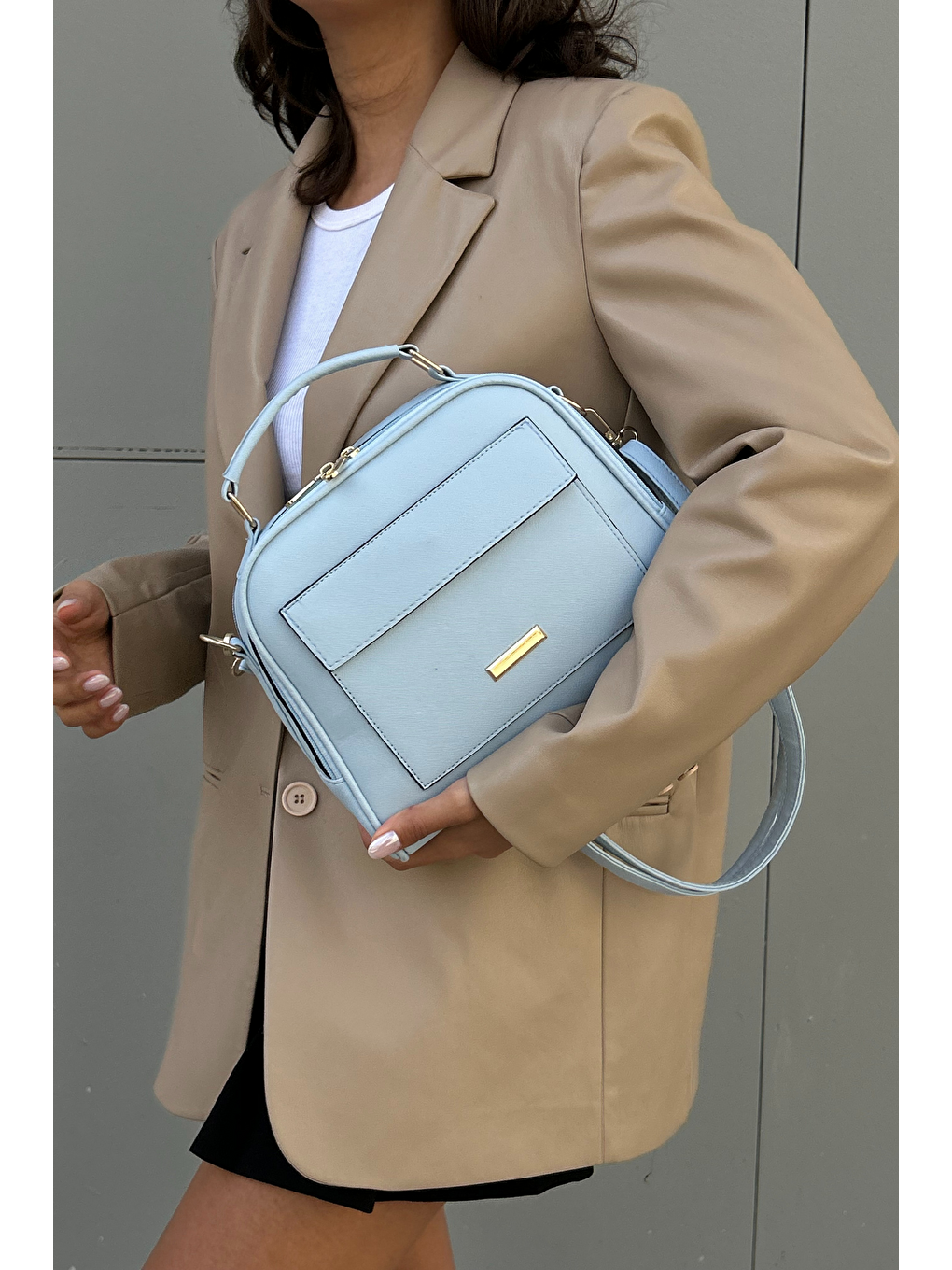 Mavi Çok Bölmeli Kadın Omuz Çantası ASB005-4