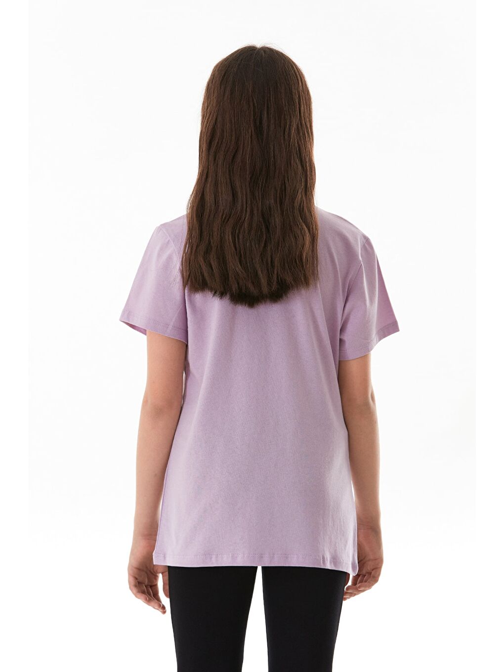 Lila %100 Pamuk Freedom Yazı Baskılı Kız Çocuk Tişört-1