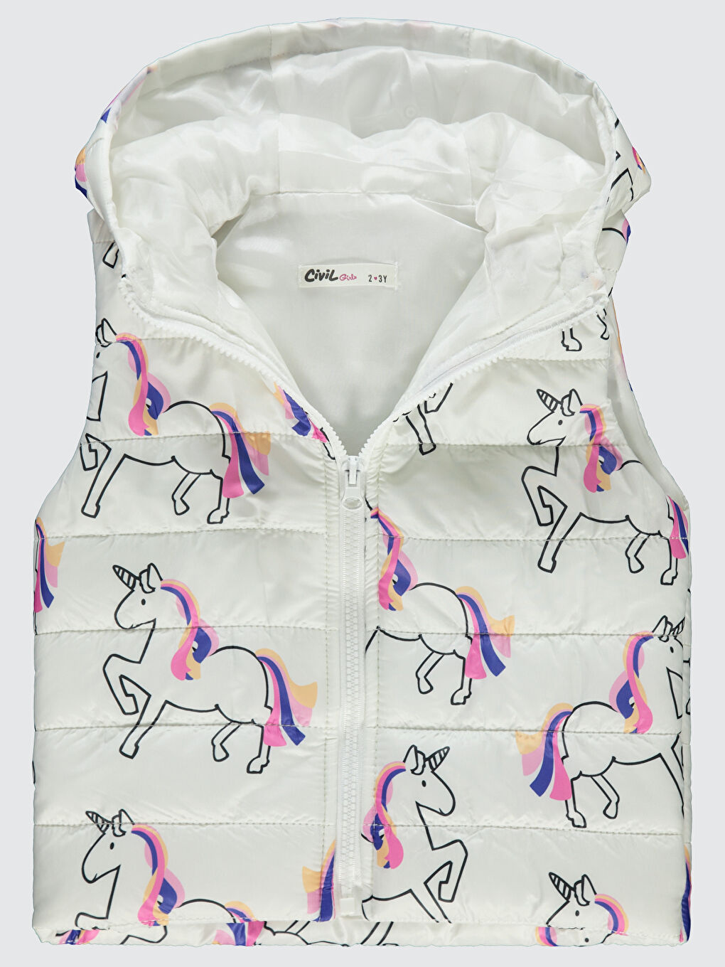 Kız Çocuk Kapüşonlu Yelek 2 5 Yaş Ekru-1