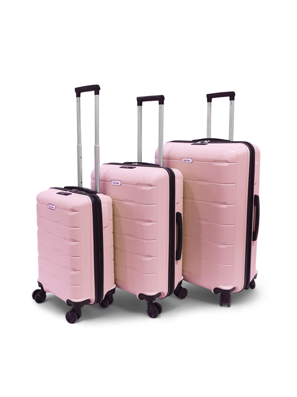 Moods Up 3'lü Valiz Seti, TSA Kilitli, ABS Gövde, Pembe-1