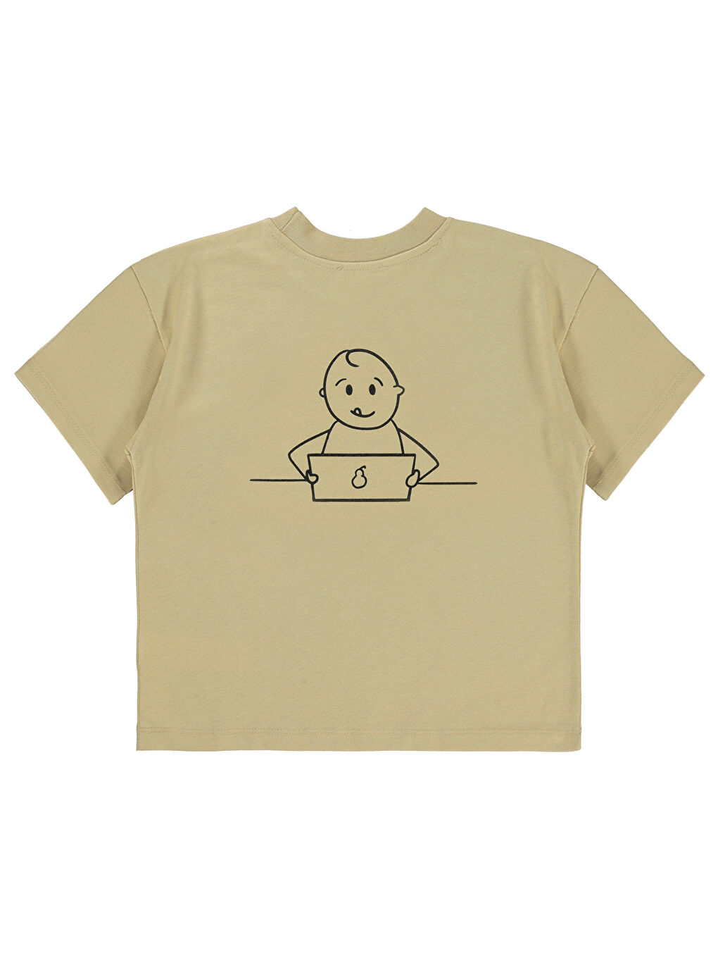 Ekru Mivil Oversize Çocuk Tişört 6-9 Yaş Yulaf Sütü-1