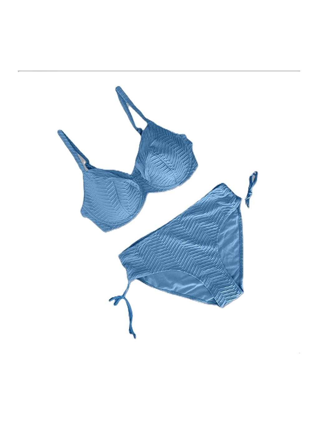 Kadın Buz Mavi Desenli Büyük Beden Astarlı Bikini Takım HZL25S-LC4004-1