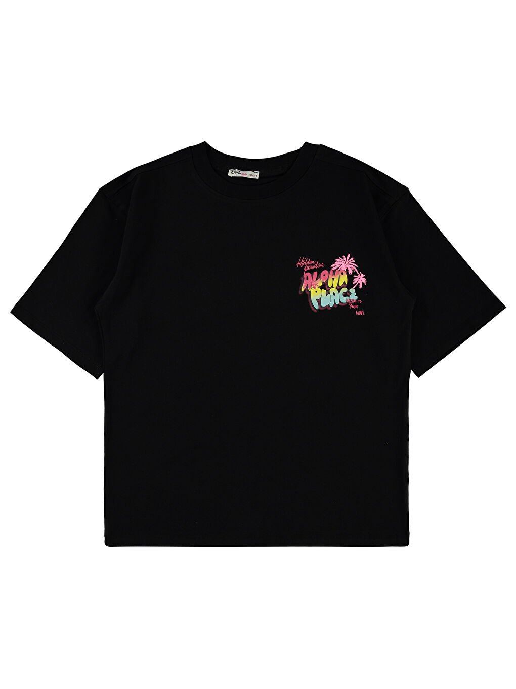 Kız Çocuk Oversize Tişört 10-13 Yaş Siyah