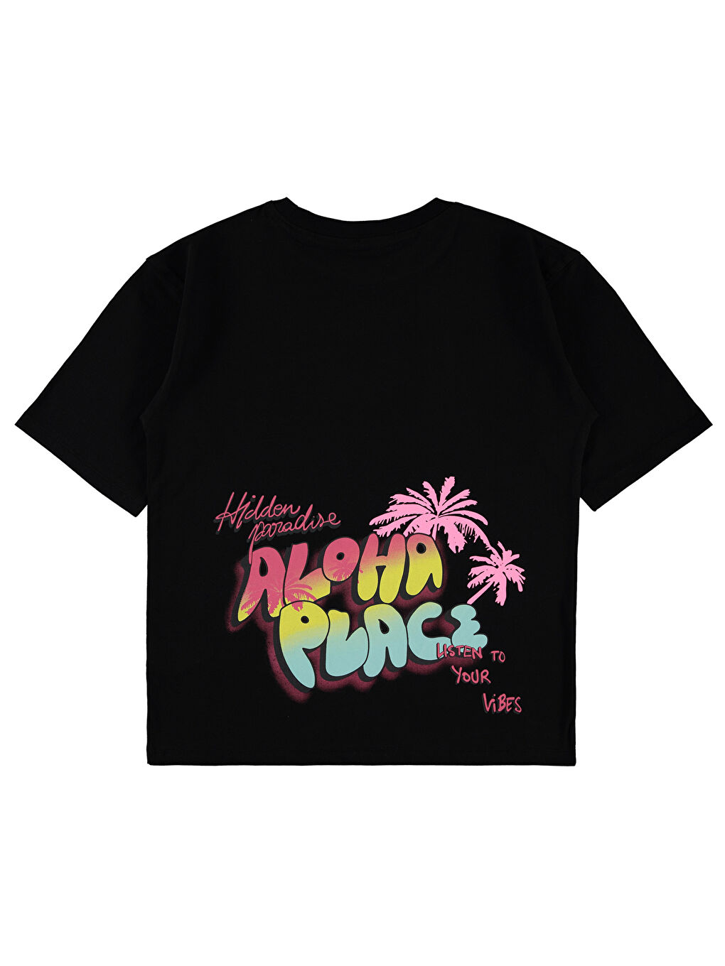 Kız Çocuk Oversize Tişört 10-13 Yaş Siyah-1