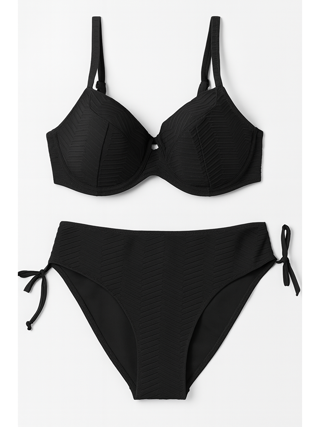 Kadın Siyah Desenli Büyük Beden Astarlı Bikini Takım HZL25S-LC4004