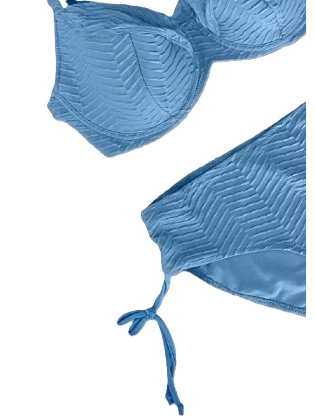 Kadın Buz Mavi Desenli Büyük Beden Astarlı Bikini Takım HZL25S-LC4004-2