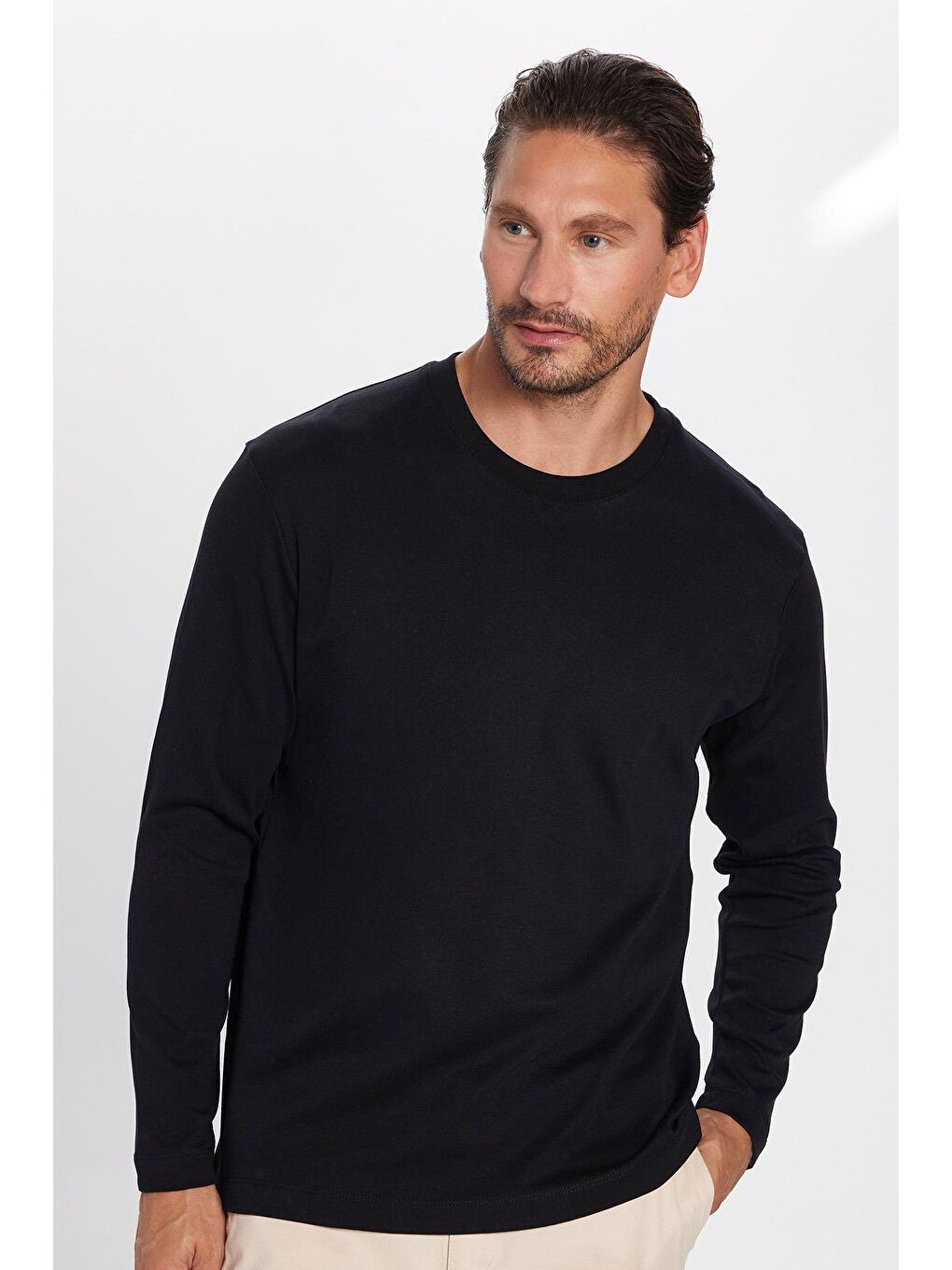 Unisex Relax Fit Rahat Kesim %100 Pamuk Bisiklet Yaka Siyah Sweatshirt