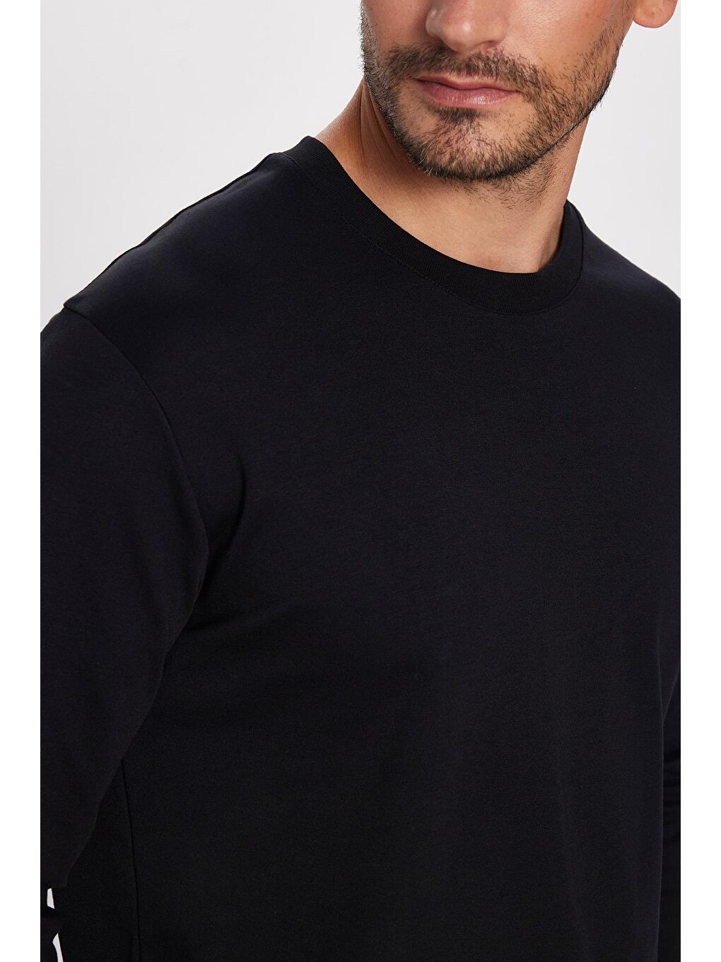 Unisex Relax Fit Rahat Kesim %100 Pamuk Bisiklet Yaka Siyah Sweatshirt-2