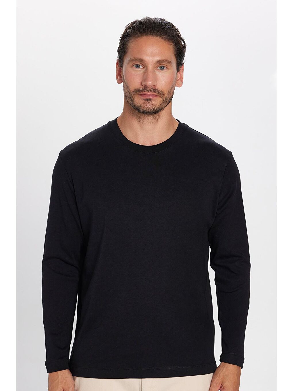 Unisex Relax Fit Rahat Kesim %100 Pamuk Bisiklet Yaka Siyah Sweatshirt-3