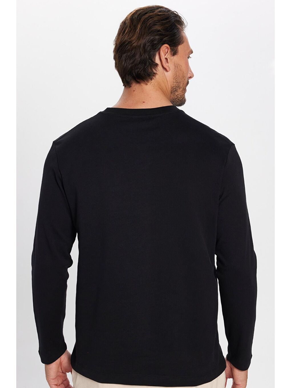 Unisex Relax Fit Rahat Kesim %100 Pamuk Bisiklet Yaka Siyah Sweatshirt-4