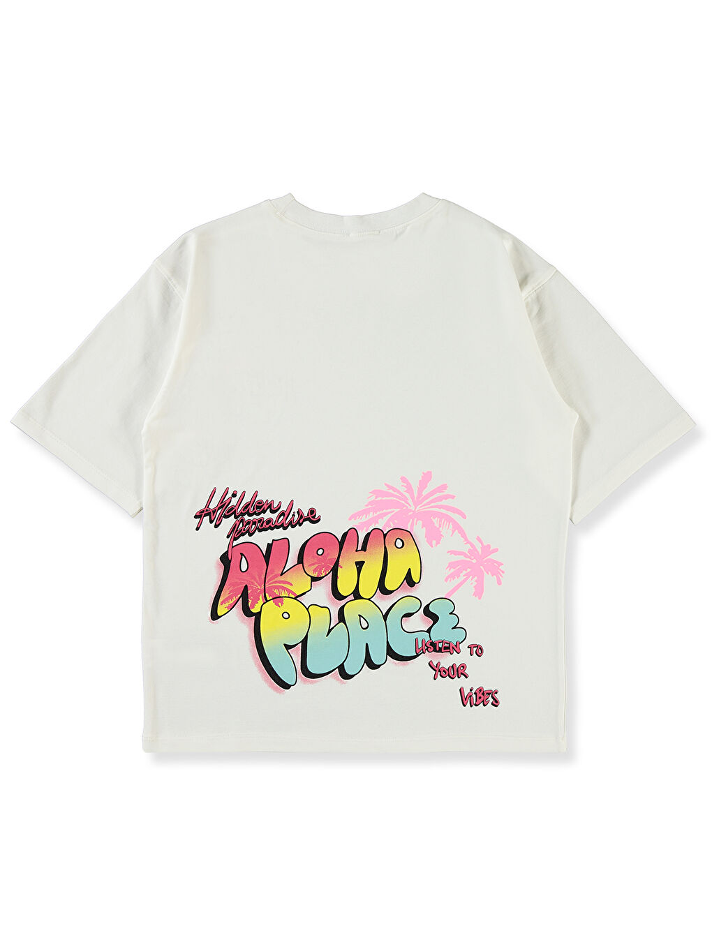 Kız Çocuk Oversize Tişört 10-13 Yaş Ekru-1