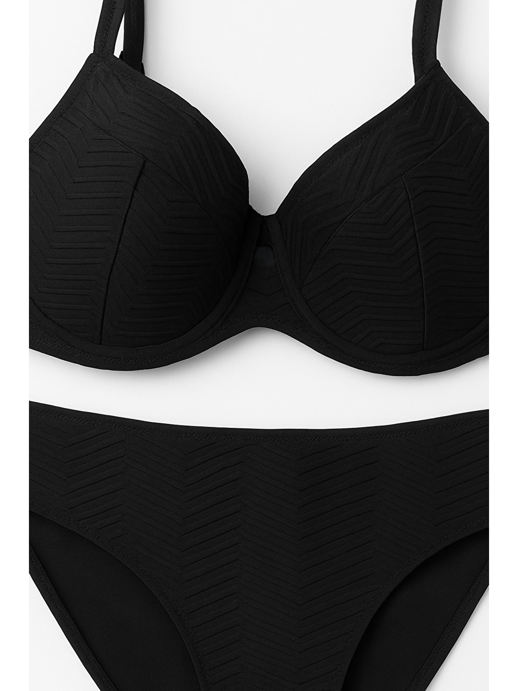 Kadın Siyah Desenli Büyük Beden Astarlı Bikini Takım HZL25S-LC4004-1