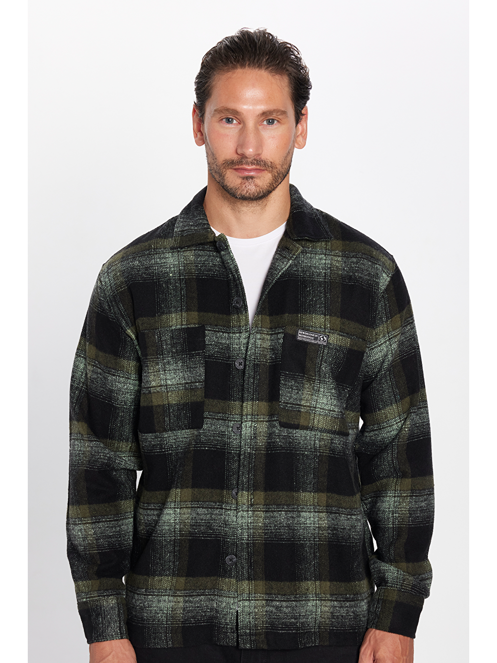 Karışık Erkek Relax Fit Rahat Kesim Oduncu Çift Cepli Kareli Yırtmaçlı Kışlık Gömlek-1