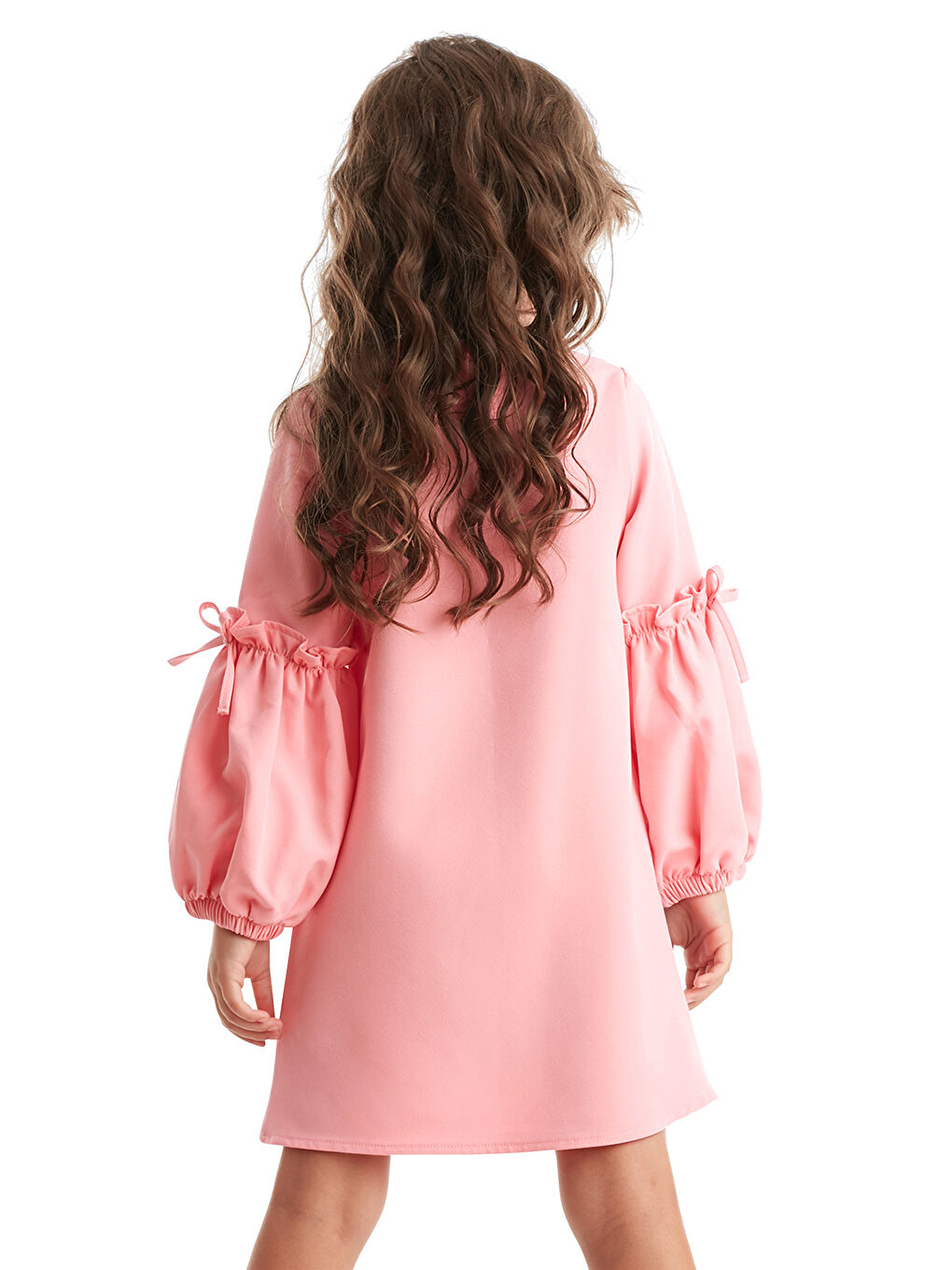 Pembe Cute Friends Kedi Kız Çocuk Dokuma Elbise-1