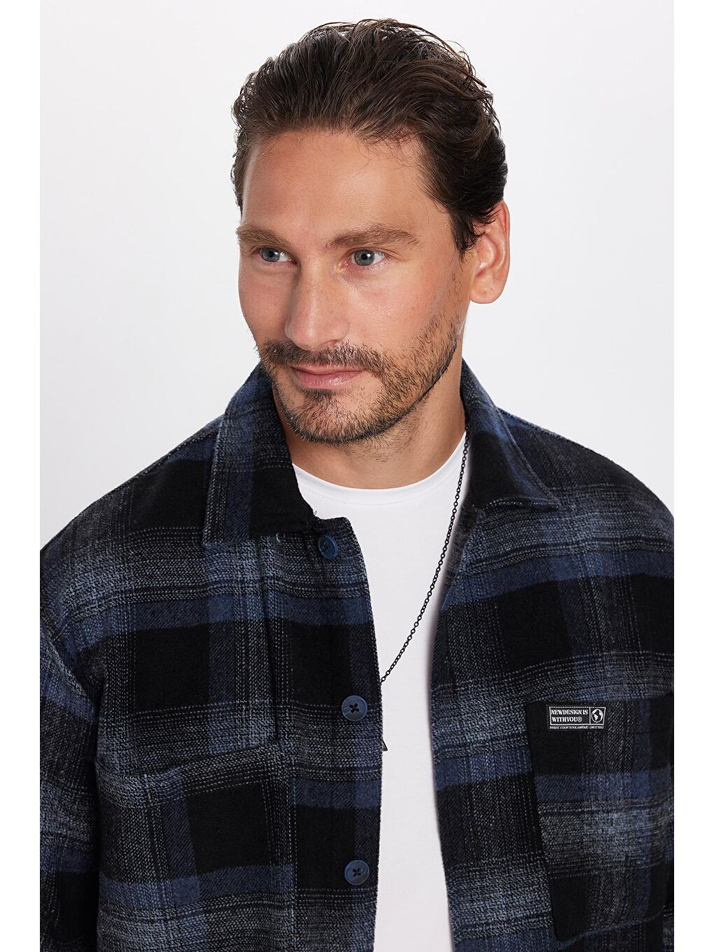 Karışık Erkek Relax Fit Rahat Kesim Oduncu Çift Cepli Kareli Yırtmaçlı Kışlık Gömlek-4