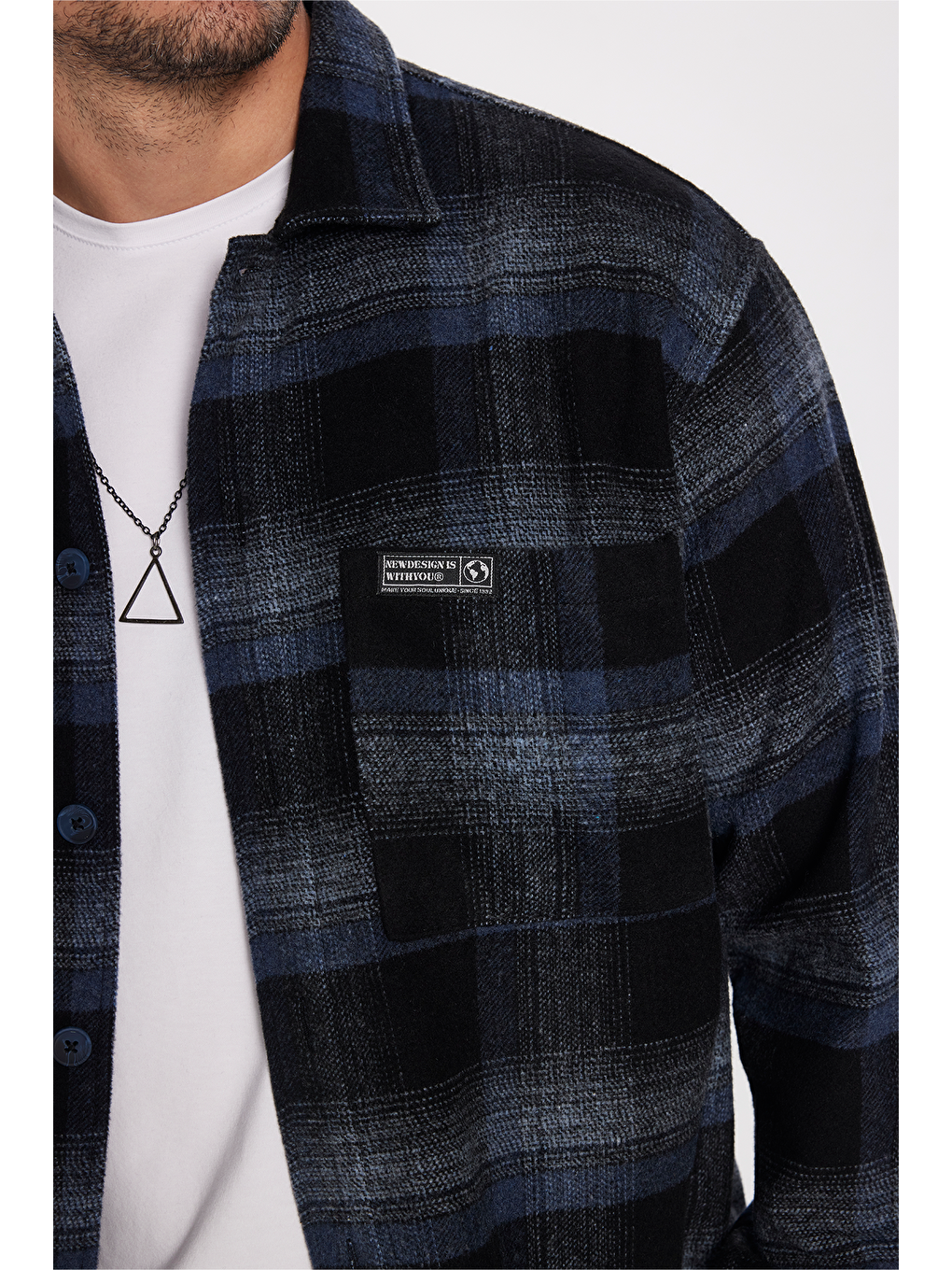 Karışık Erkek Relax Fit Rahat Kesim Oduncu Çift Cepli Kareli Yırtmaçlı Kışlık Gömlek