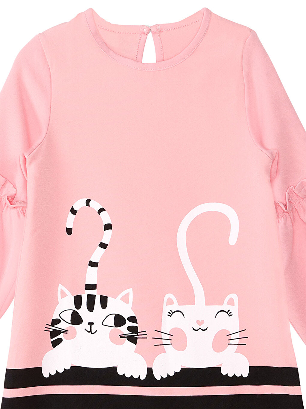 Pembe Cute Friends Kedi Kız Çocuk Dokuma Elbise-4