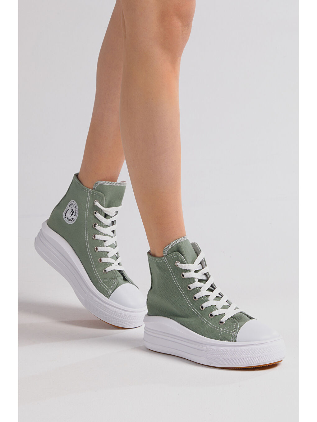 Kadın Mint Yeşili Rahat Kalıp Kalın Tabanlı Uzun Spor Ayakkabı-3