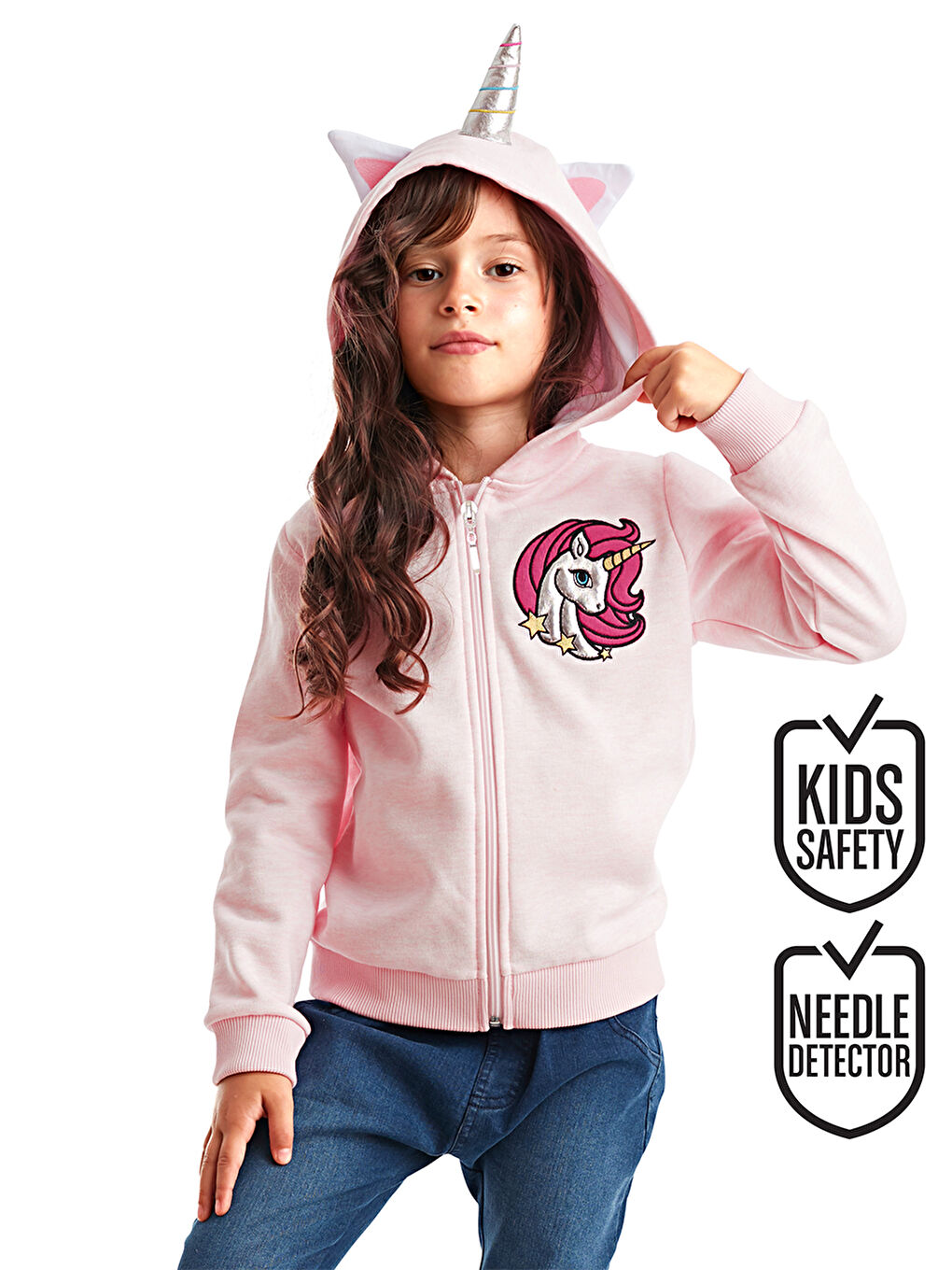 Karışık Kapüşonlu Kız Çocuk Sweatshirt