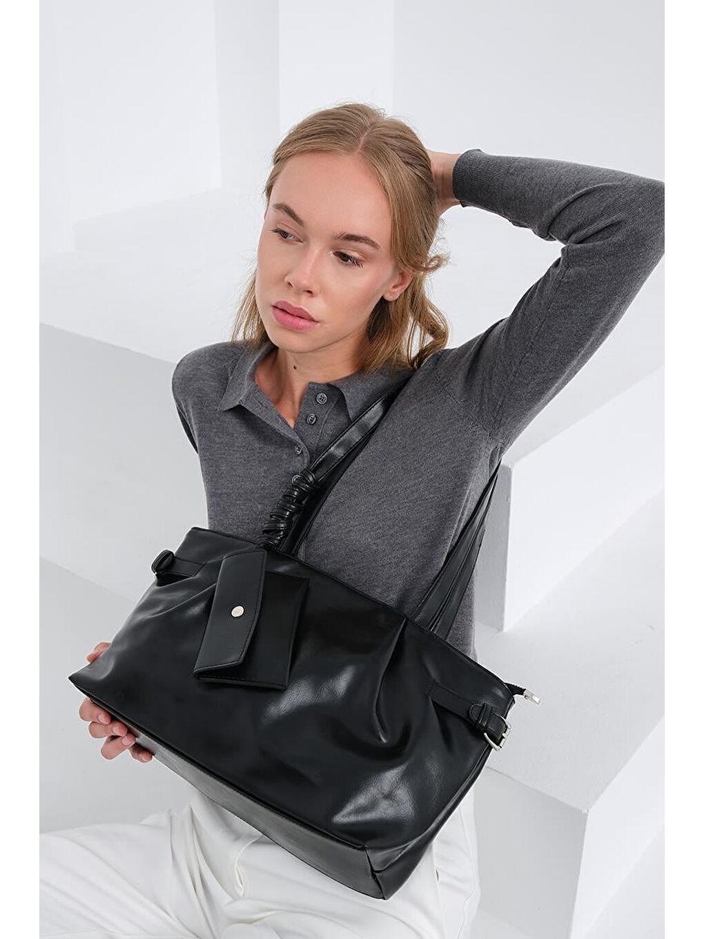 Bybo Vintage Omuz Çantası Siyah-5