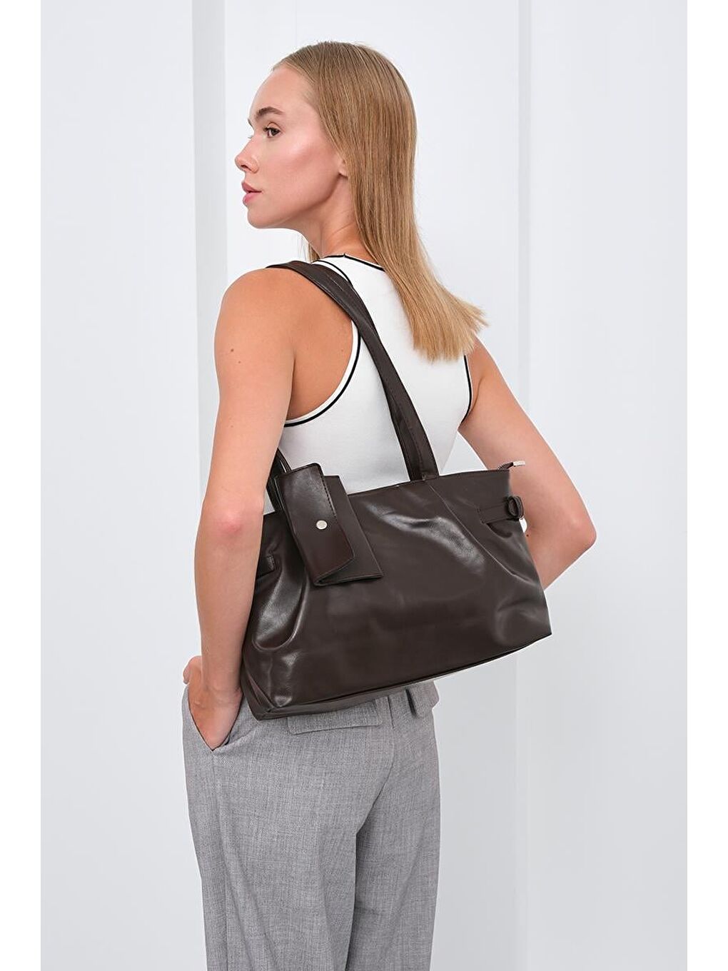 Kahverengi Bybo Vintage Omuz Çantası Kahve-3