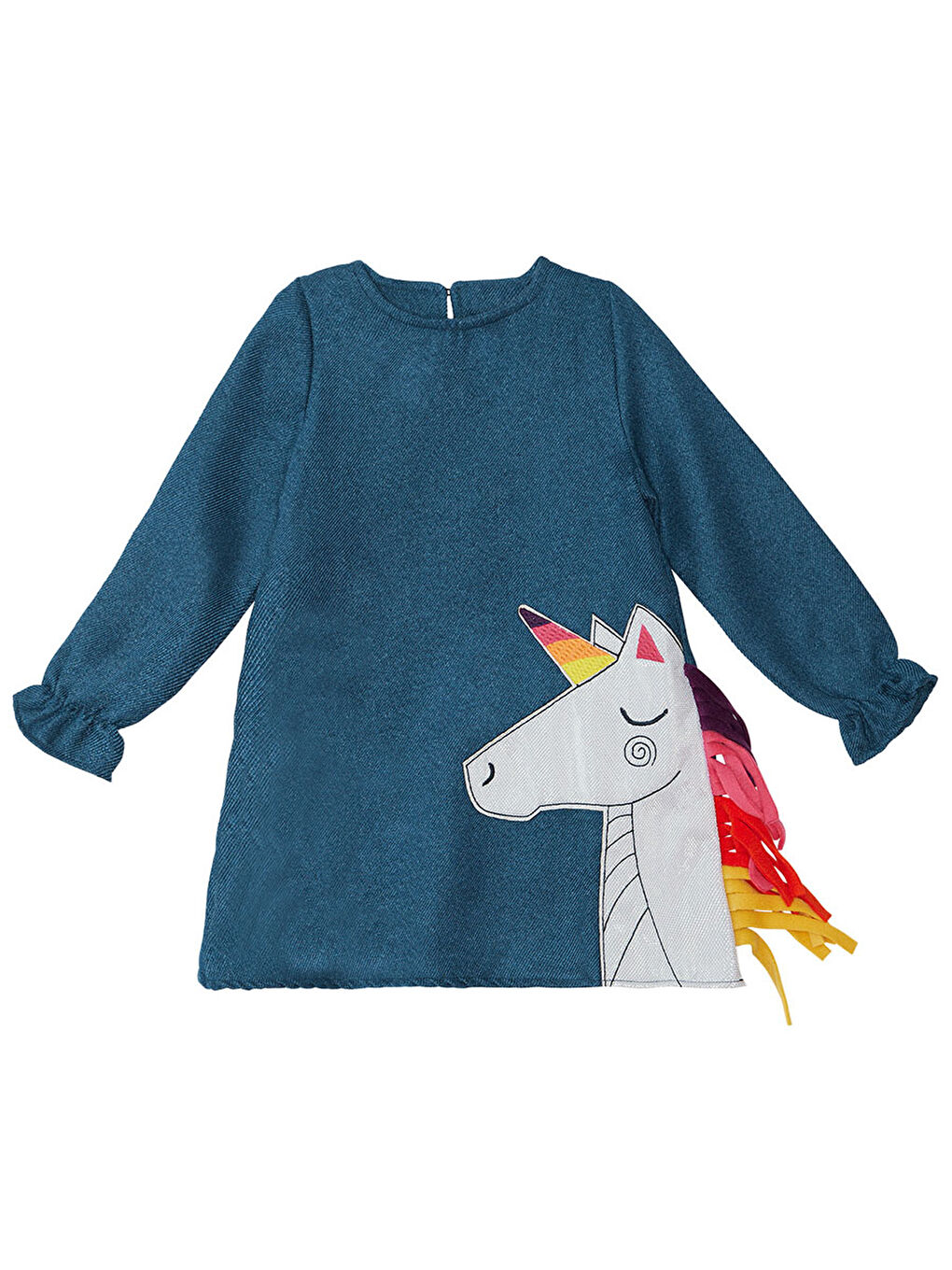 Karışık Renkli  Kız Çocuk Dokuma Elbise-2