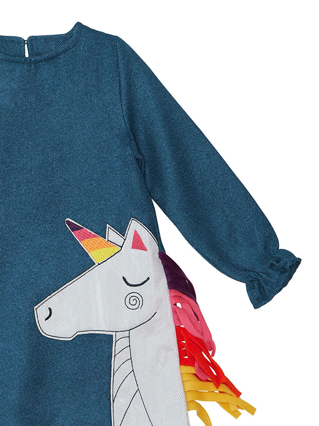 Karışık Renkli  Kız Çocuk Dokuma Elbise-4