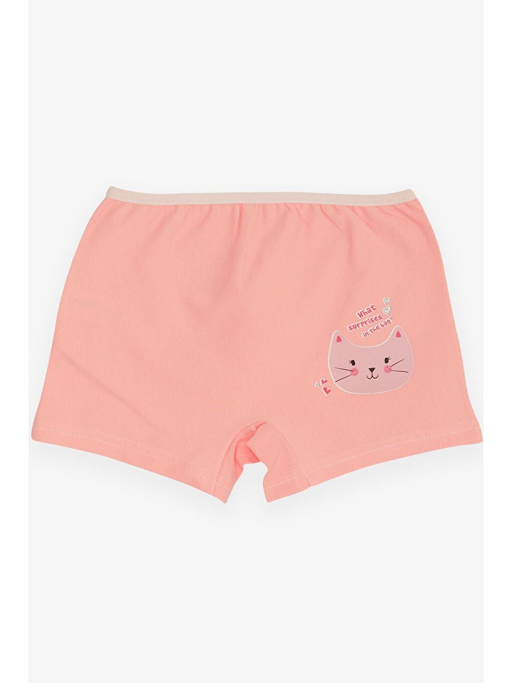 Kız Çocuk Boxer Meraklı Kedicik Baskılı Pembe (5-9 Yaş)