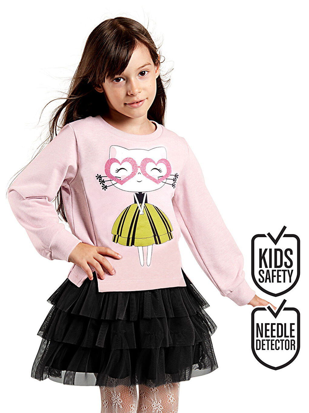 Karışık Kız Çocuk Baskılı Sweatshirt ve Tütü Etek Takım