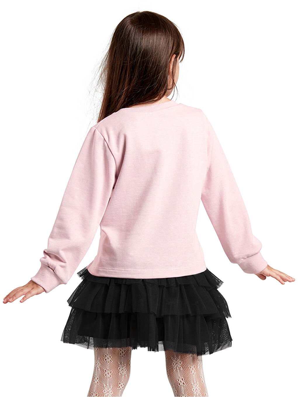 Karışık Kız Çocuk Baskılı Sweatshirt ve Tütü Etek Takım-1