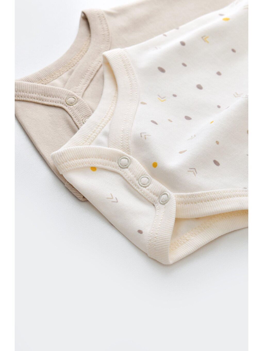 BabyCosy Organic Wear Ekru-Bej 2 Li Kısa Kollu Badi - 3