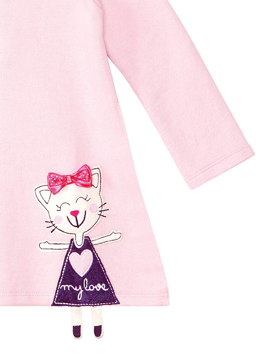 Pembe Yaramaz Kedi Kız Çocuk Elbise-4