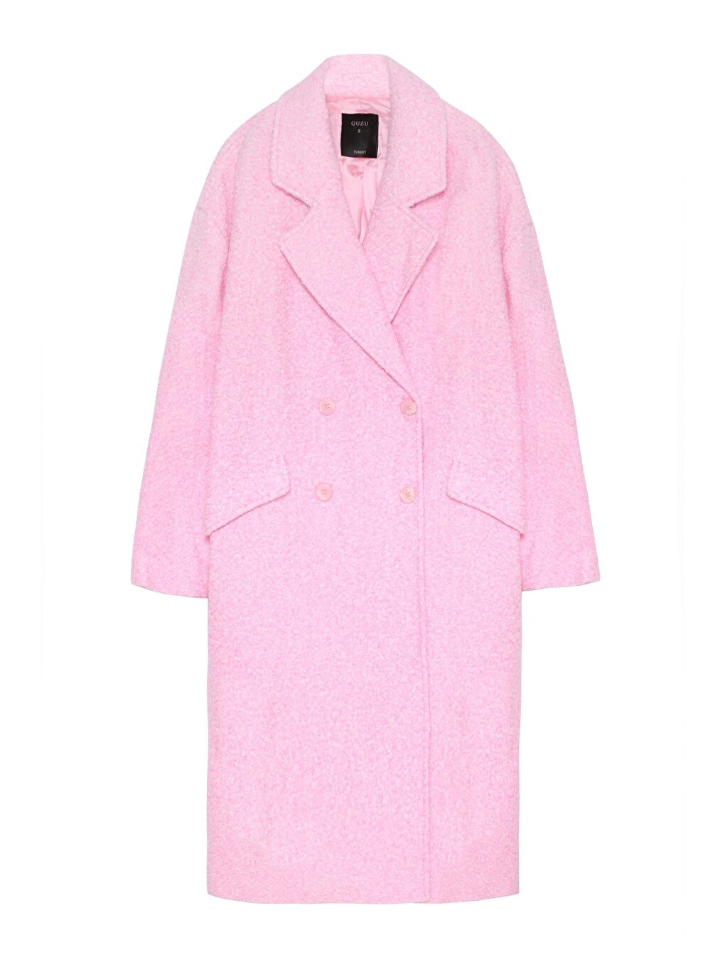 QUZU Kırçıllı Oversize Kaban Pembe - 1