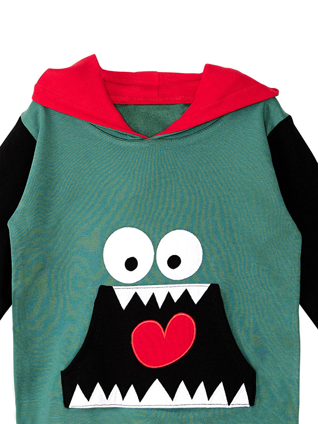 Yeşil Obur Kapişonlu Erkek Çocuk Sweatshirt-4