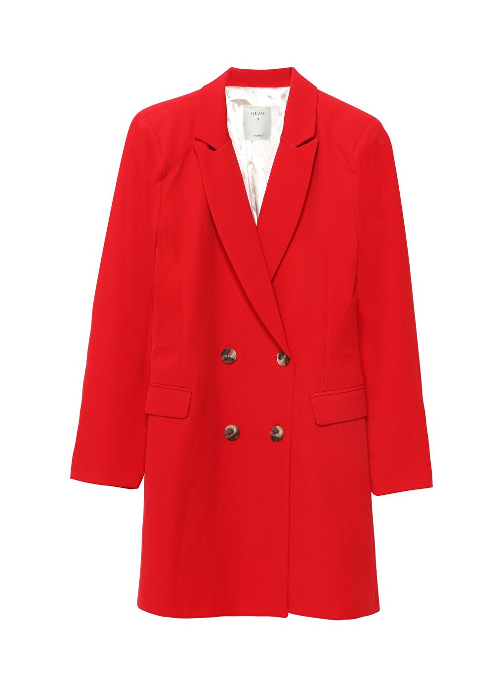 Kruvaze Yaka Ceket Elbise Kırmızı-1