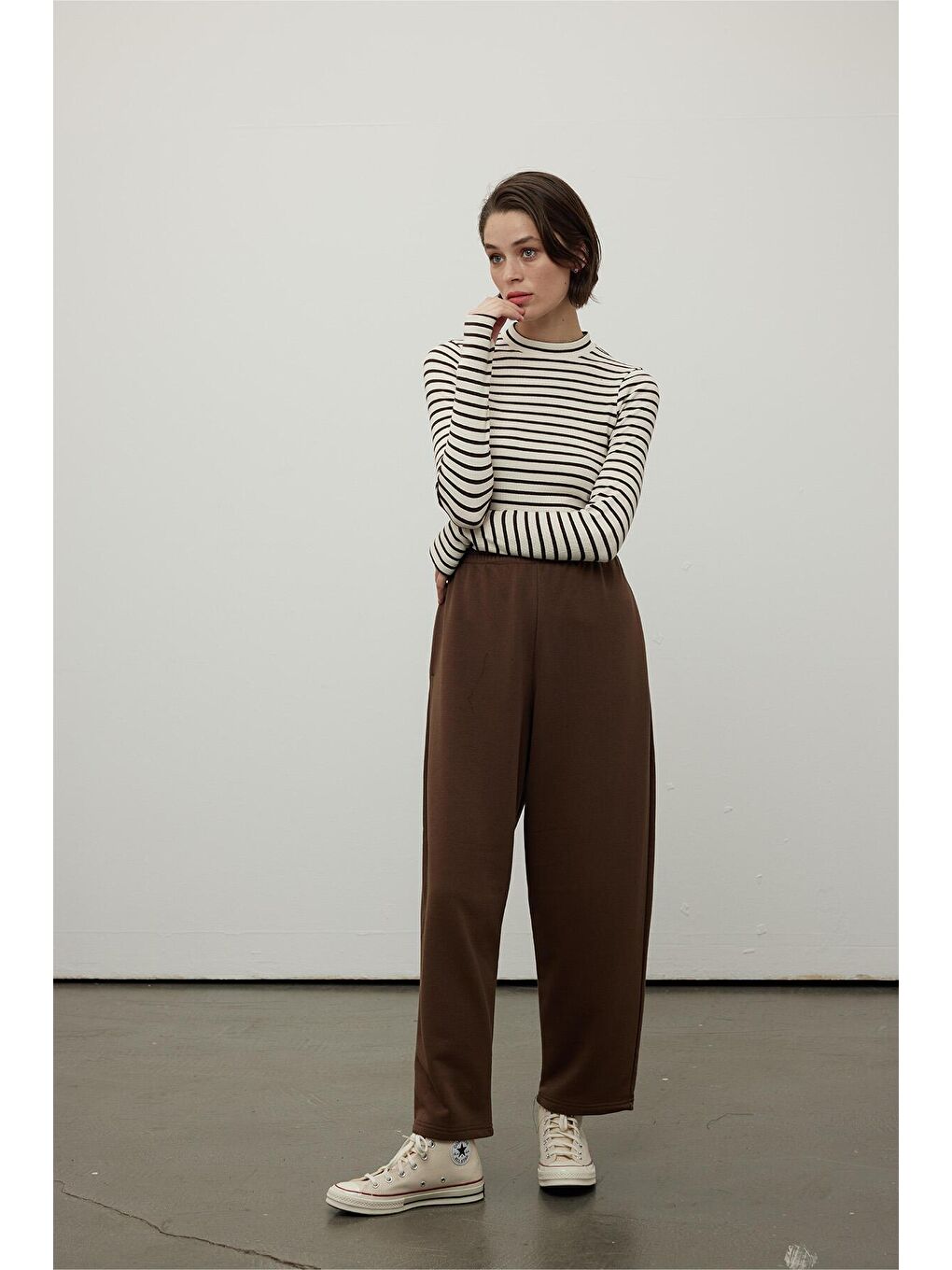 Pamuklu Jogger Pantolon Kahverengi