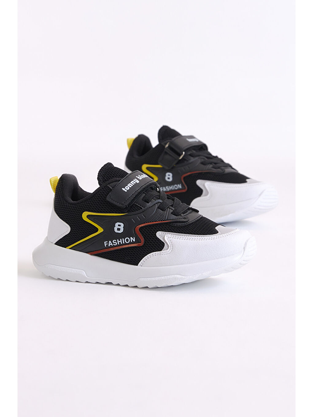 Çocuk Unisex Beyaz Sarı Rahat Kalıp Lastik Bağcıklı Cırtlı Spor Ayakkabı