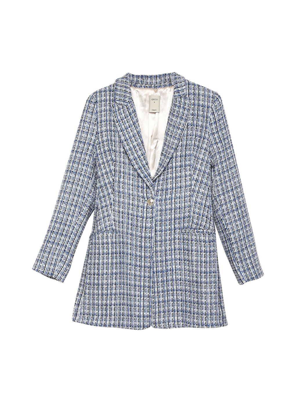 Tek Düğmeli Tüvit Blazer Ceket Mavi-1